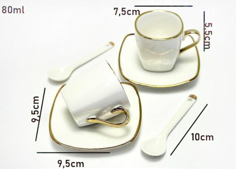 Filiżanki do espresso 80 ml ze spodkami Queen Izabell Filiżanki do espresso 80 ml ze spodkami Queen Izabell