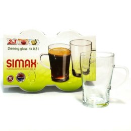 Szklanki żaroodporne 300 ml z uchem ORION 2622/4 komplet 4 sztuk Simax
