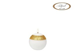 Świeca biała Sparkle 10 cm Złoty pasek Adpal