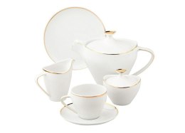 Zestaw kawowy dla 6 osób 21 elementowy MODERNA Gold White MariaPaula