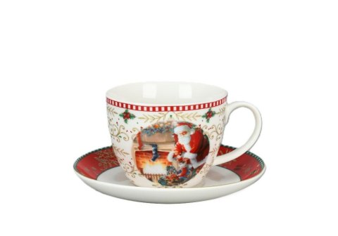 Filiżanka świąteczna 400 ml ze spodkiem 15 cm 555-7305 Mikołaj Marco-Polo