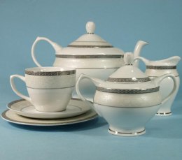 Garnitur do herbaty dla 6 osób 15 elementowy Agawa Platynowa Bogucice