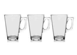 Komplet 3 szklanych kubków z uchwytem COFFE TEA 250ML YE5000030 Koopman