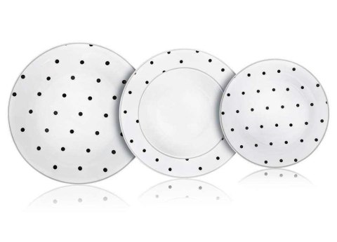 Komplet talerzy dla 6 osób 18 elementowy EYEBLACK DOTS Komplet talerzy dla 6 osób 18 elementowy EYEBLACK DOTS