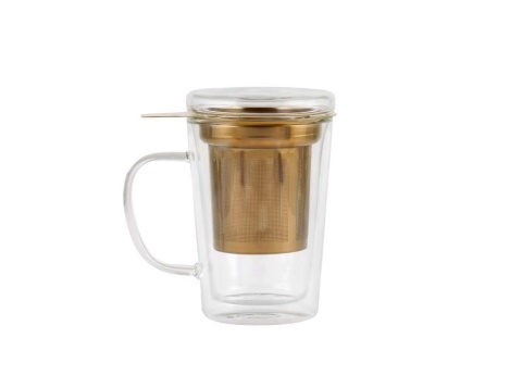 Kubek 300 ml AMO 9378 podwójna ścianka z zaparzaczem Vialli Design