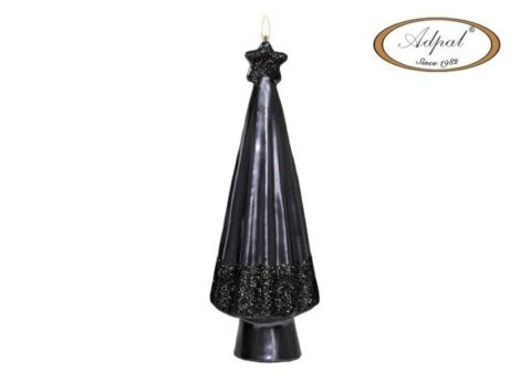 Świeca Choinka Czarna Brokat Adpal