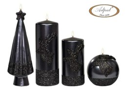 Świeca Choinka Czarna Brokat Adpal