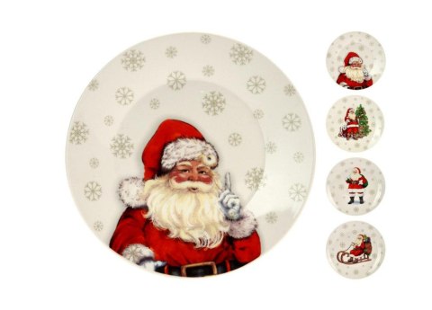 Talerz deserowy świąteczny 20,5 cm Mikołaj 4 Wzory