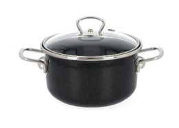 Garnek emaliowany 16/1,5L pokrywka szklana PREMIUM CERAMIC BELIS czarny 160260