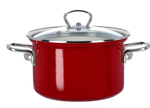 Garnek emaliowany 18/2,8L pokrywka szklana ECO CERAMIC BELIS czerwony 146851