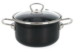 Garnek emaliowany 24/5,5L pokrywka szklana PREMIUM CERAMIC BELIS czarny 160253