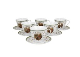 Komplet 6 filiżanek Kwiat polny ze spodkami Kosze Kwiatów Crocus