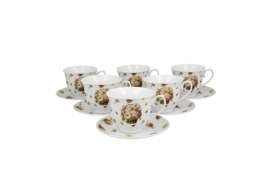 Komplet 6 filiżanek Piwonie ze spodkami Kosze Kwiatów Crocus