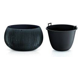 Doniczka 37 cm z wkładem Bowl Beton DKB370 Czarna